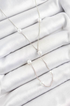 316l Steel Pearl Figured Y Model Silver Color Women Necklace - Brand: Ebijuteri - Women's Clothing Wholesale - Globality Store