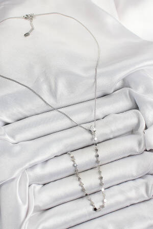 Brass Zircon Stone Star Figured Y Model Silver Color Women Necklace - Brand: Ebijuteri - Women's Clothing Wholesale - Globality Store