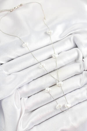 316l Steel Pearl Heart Figured Y Model Silver Color Women Necklace - Brand: Ebijuteri - Women's Clothing Wholesale - Globality Store