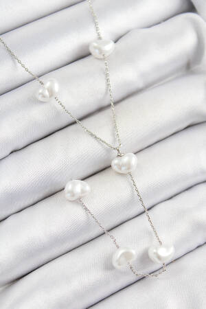 316l Steel Pearl Heart Figured Y Model Silver Color Women Necklace - Brand: Ebijuteri - Women's Clothing Wholesale - Globality Store