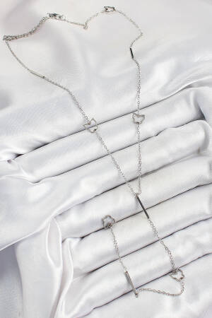 316l Steel Butterfly Figured Y Model Silver Color Women Necklace - Brand: Ebijuteri - Women's Clothing Wholesale - Globality Store