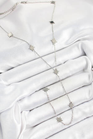 316l Steel Pole Star Figured Y Model Silver Color Women Necklace - Brand: Ebijuteri - Women's Clothing Wholesale - Globality Store