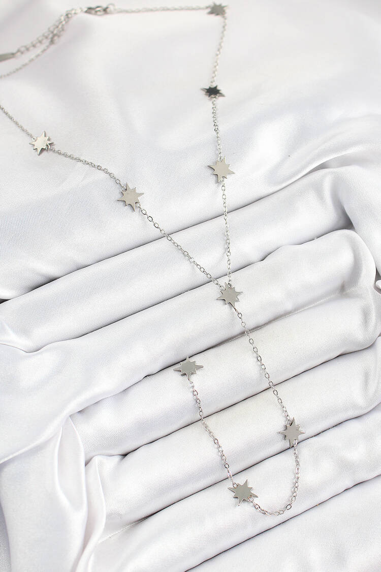 316l Steel Pole Star Figured Y Model Silver Color Women Necklace