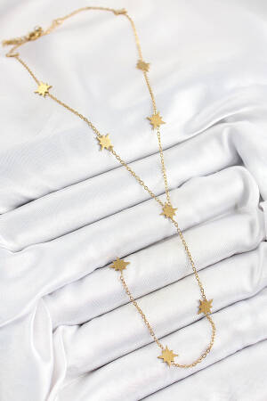 316l Steel Pole Star Figured Y Model Gold Color Women Necklace - Brand: Ebijuteri - Women's Clothing Wholesale - Globality Store