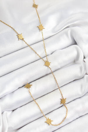 316l Steel Pole Star Figured Y Model Gold Color Women Necklace - Brand: Ebijuteri - Women's Clothing Wholesale - Globality Store