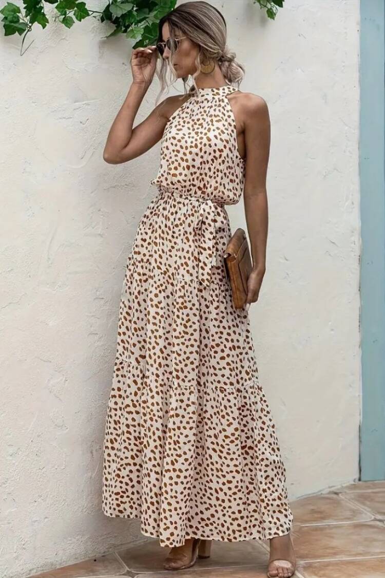 Beige Animal Print Sleeveless Blazer Dress - Brand: Janes - Women's Clothing Wholesale - Globality Store