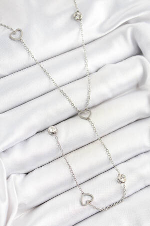 316l Steel Zircon Stone Heart Figured Y Model Silver Color Women Necklace - Brand: Ebijuteri - Women's Clothing Wholesale - Globality Store