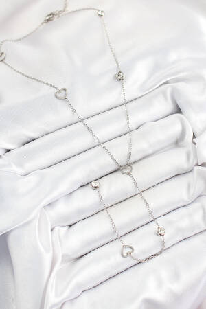 316l Steel Zircon Stone Heart Figured Y Model Silver Color Women Necklace - Brand: Ebijuteri - Women's Clothing Wholesale - Globality Store