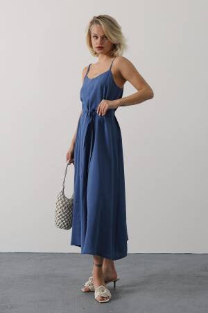 Blue Slip Dress With Square Neck For Work And Party - Brand: Reyon - Women's Clothing Wholesale - Globality Store