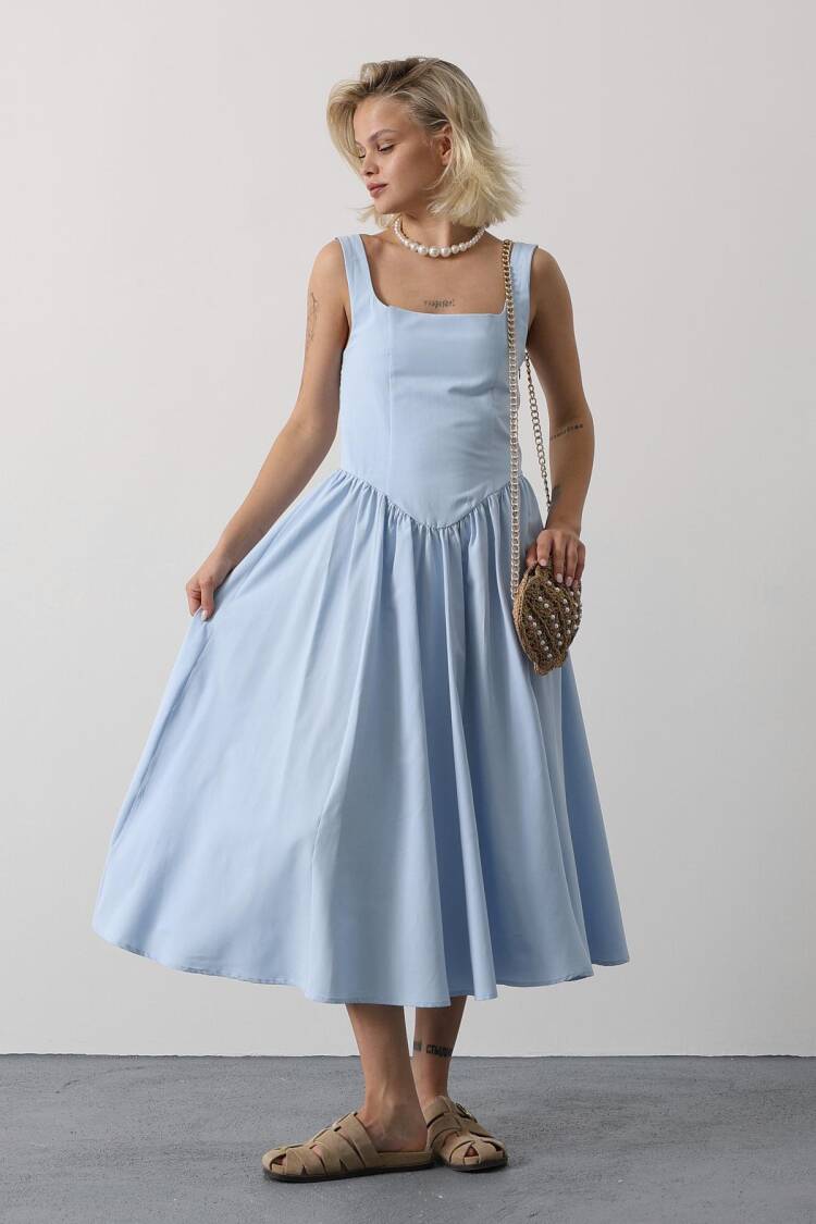 Fit And Flare Dress With Square Neck