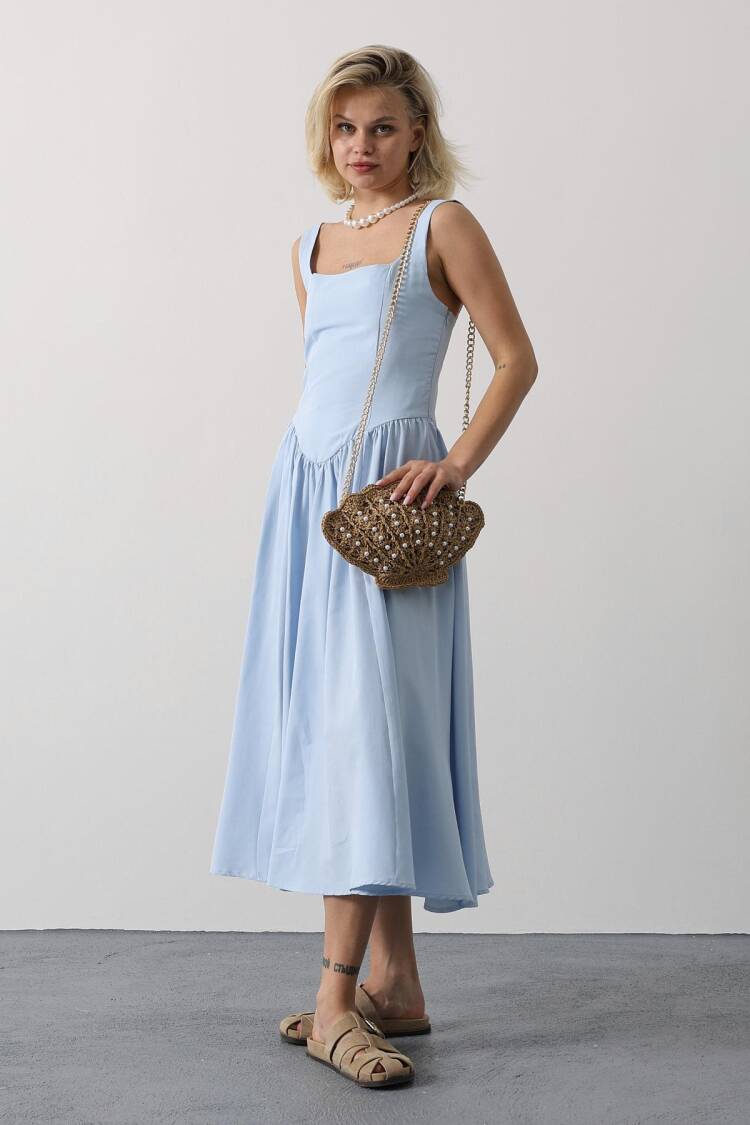 Fit And Flare Dress With Square Neck