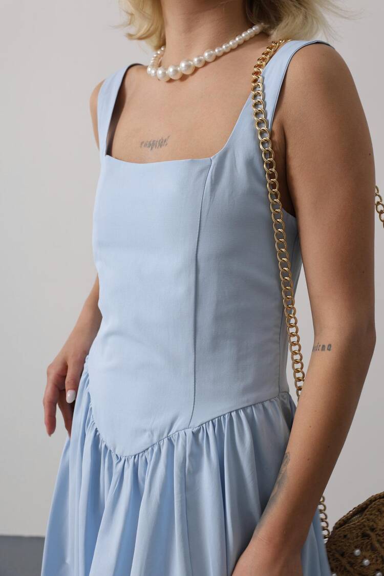 Fit And Flare Dress With Square Neck