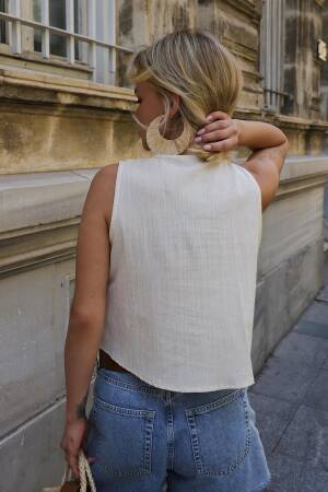 Beige Casual Boho Blouse - Brand: Reyon - Women's Clothing Wholesale - Globality Store