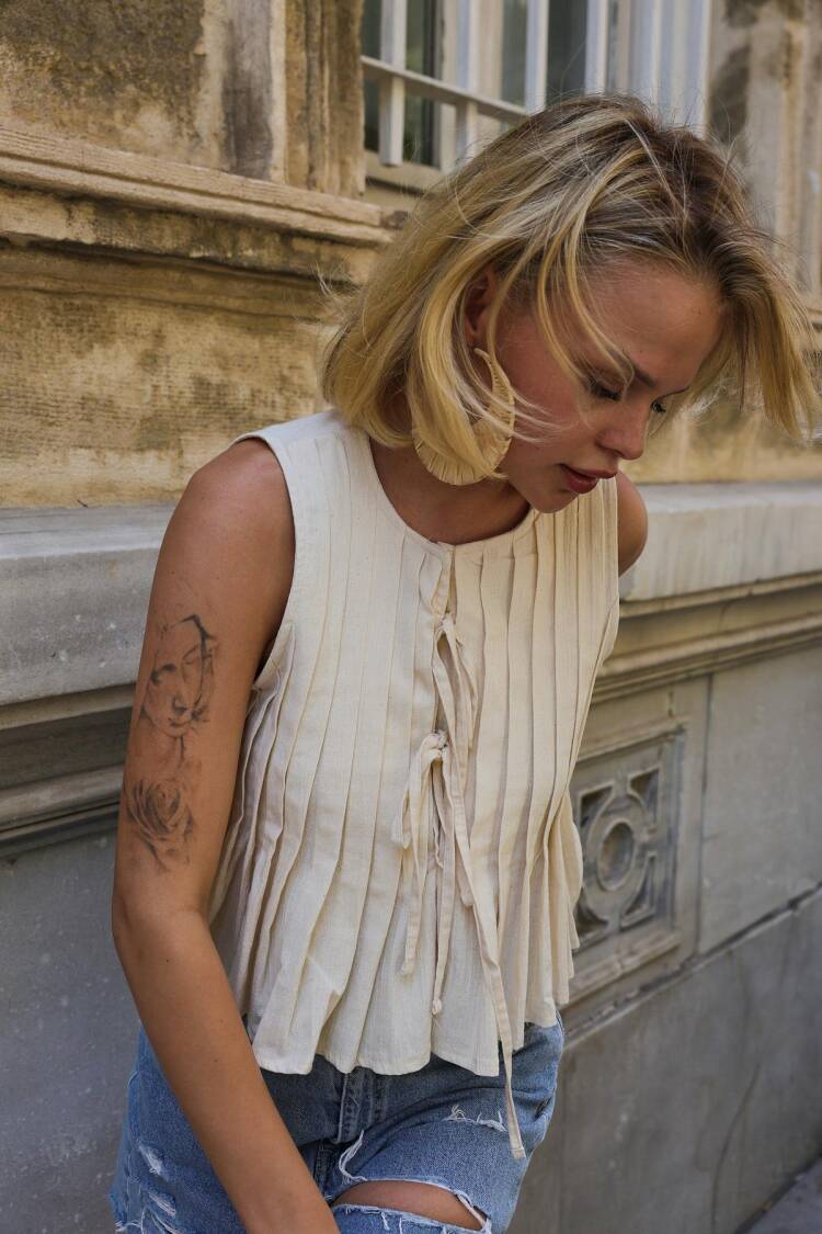 Beige Casual Boho Blouse