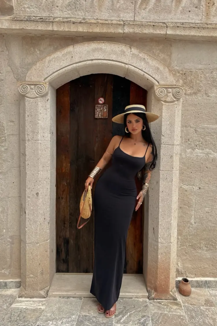 Black Sexy Elegant Sleeveless Slip Dress - Brand: Ezgi Nisantasi - Women's Clothing Wholesale - Globality Store