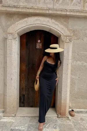 Black Sexy Elegant Sleeveless Slip Dress - Brand: Ezgi Nisantasi - Women's Clothing Wholesale - Globality Store