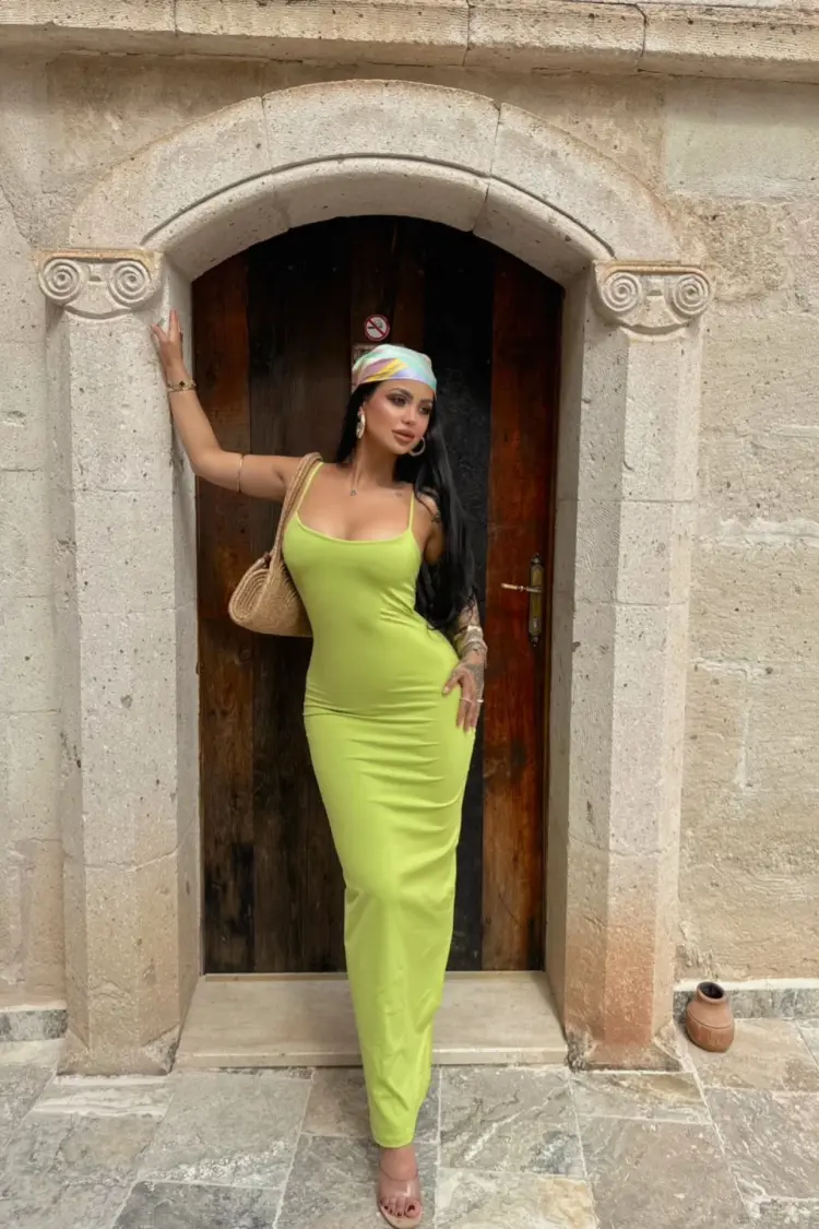 Green Sexy Casual Elegant Formal Slip Dress - Brand: Ezgi Nisantasi - Women's Clothing Wholesale - Globality Store