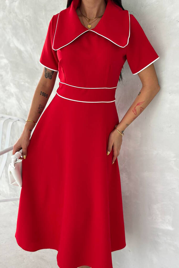 Elegant Fit And Flare Dress - Brand: Mode Roy - Women's Clothing Wholesale - Globality Store