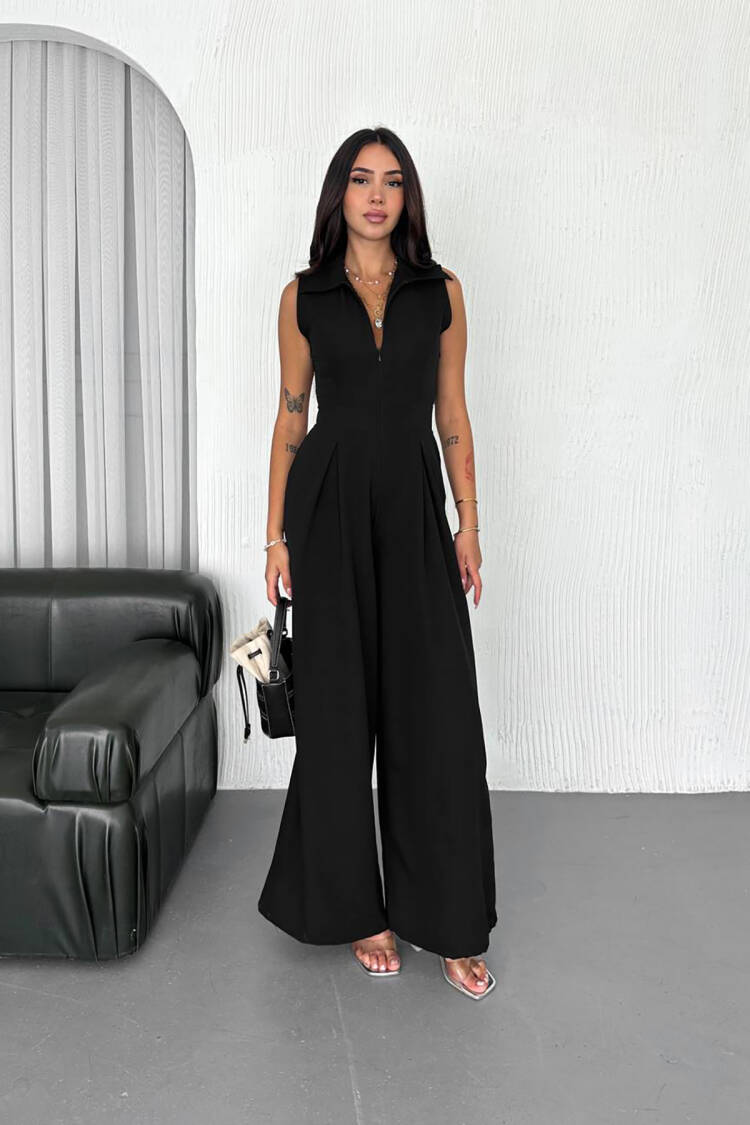 Tailored Jumpsuit With Notched Neck
