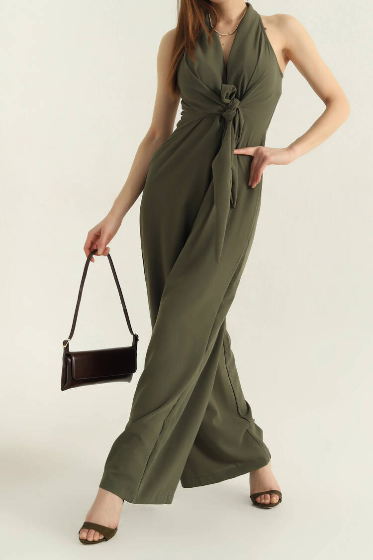 Green Halter Neck Sexy Elegant Jumpsuit