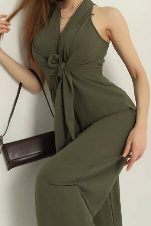 Green Halter Neck Sexy Elegant Jumpsuit - Brand: Mode Roy - Women's Clothing Wholesale - Globality Store