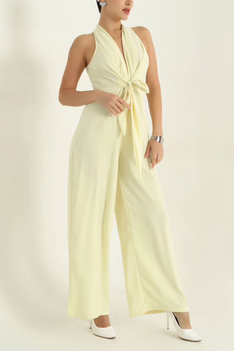 Beige Elegant Tailored Jumpsuit