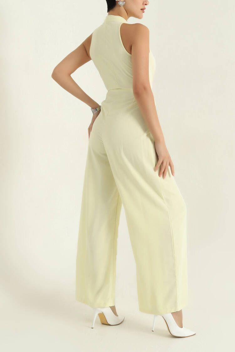 Beige Elegant Tailored Jumpsuit