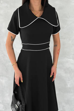 Elegant A-Line Midi Dress With Notched Neck - Brand: Mode Roy - Women's Clothing Wholesale - Globality Store