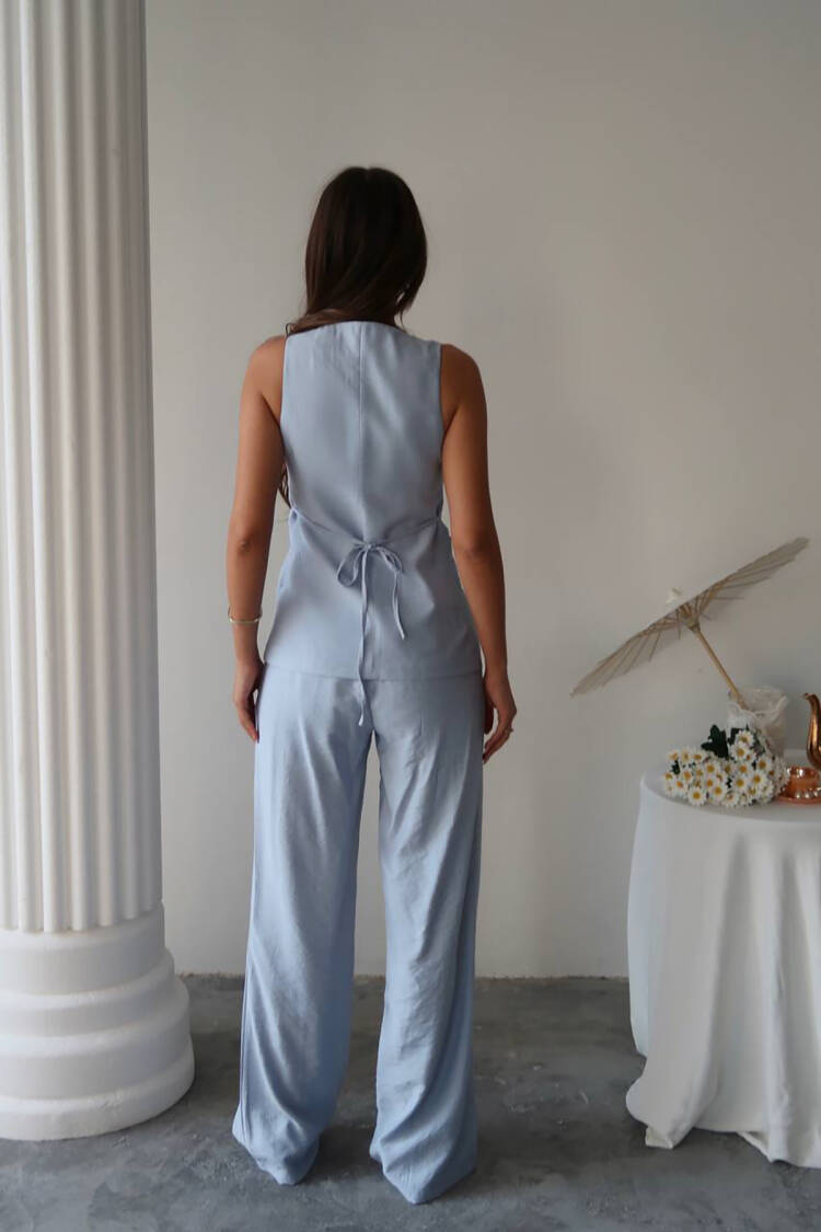 Set With Palazzo Pants & Asymmetrical Mini Skirt