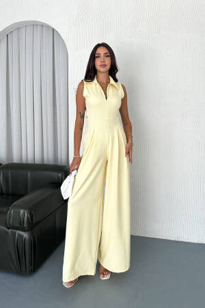 Tailored Jumpsuit With Notched Neck - Brand: Mode Roy - Women's Clothing Wholesale - Globality Store