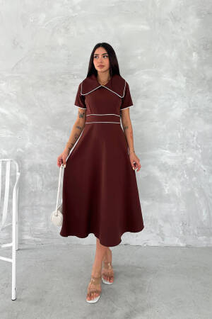 Elegant Color Block Midi A-Line Dress - Brand: Mode Roy - Women's Clothing Wholesale - Globality Store
