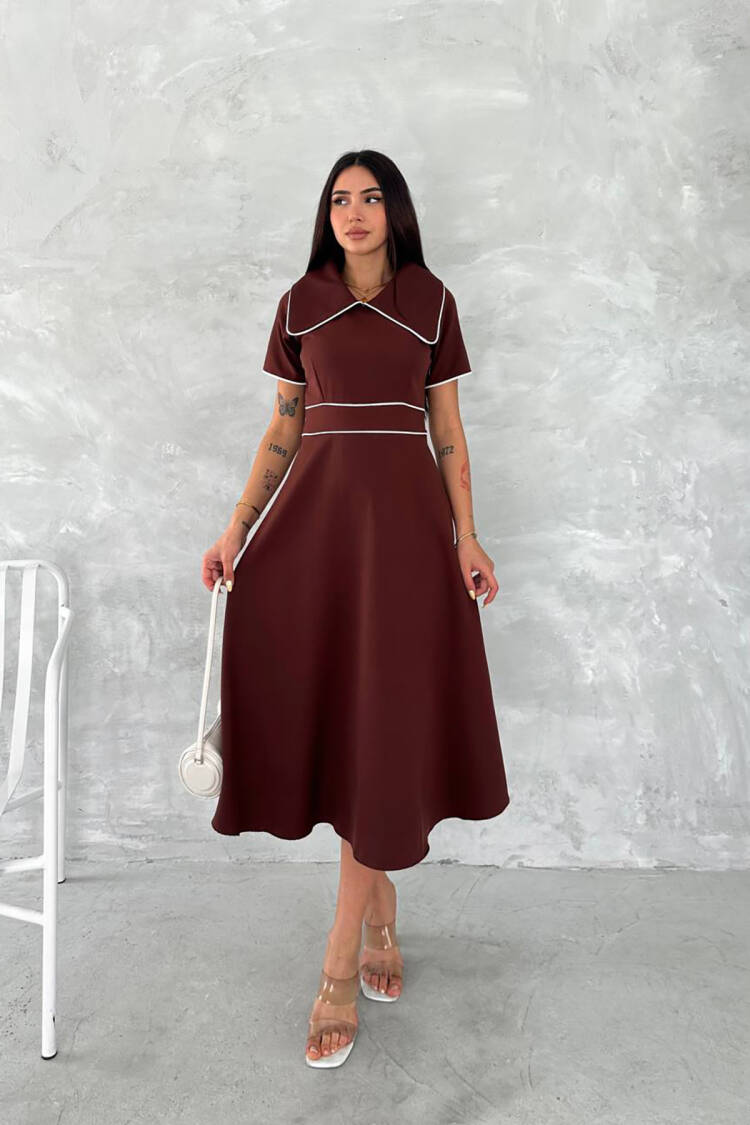 Elegant Color Block Midi A-Line Dress