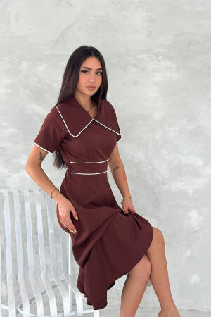 Elegant Color Block Midi A-Line Dress - Brand: Mode Roy - Women's Clothing Wholesale - Globality Store