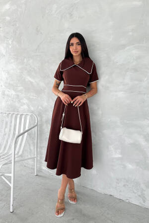 Elegant Color Block Midi A-Line Dress - Brand: Mode Roy - Women's Clothing Wholesale - Globality Store