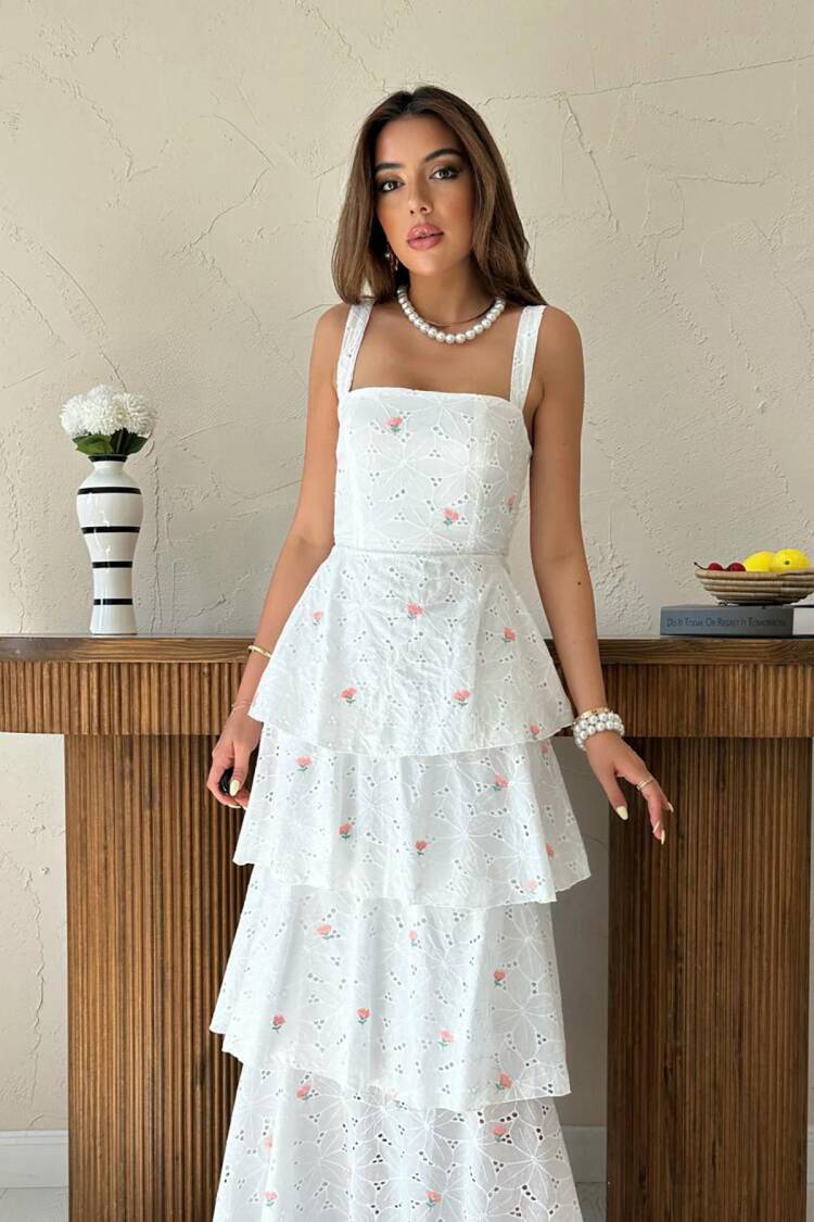 Elegant White Fit And Flare Dress