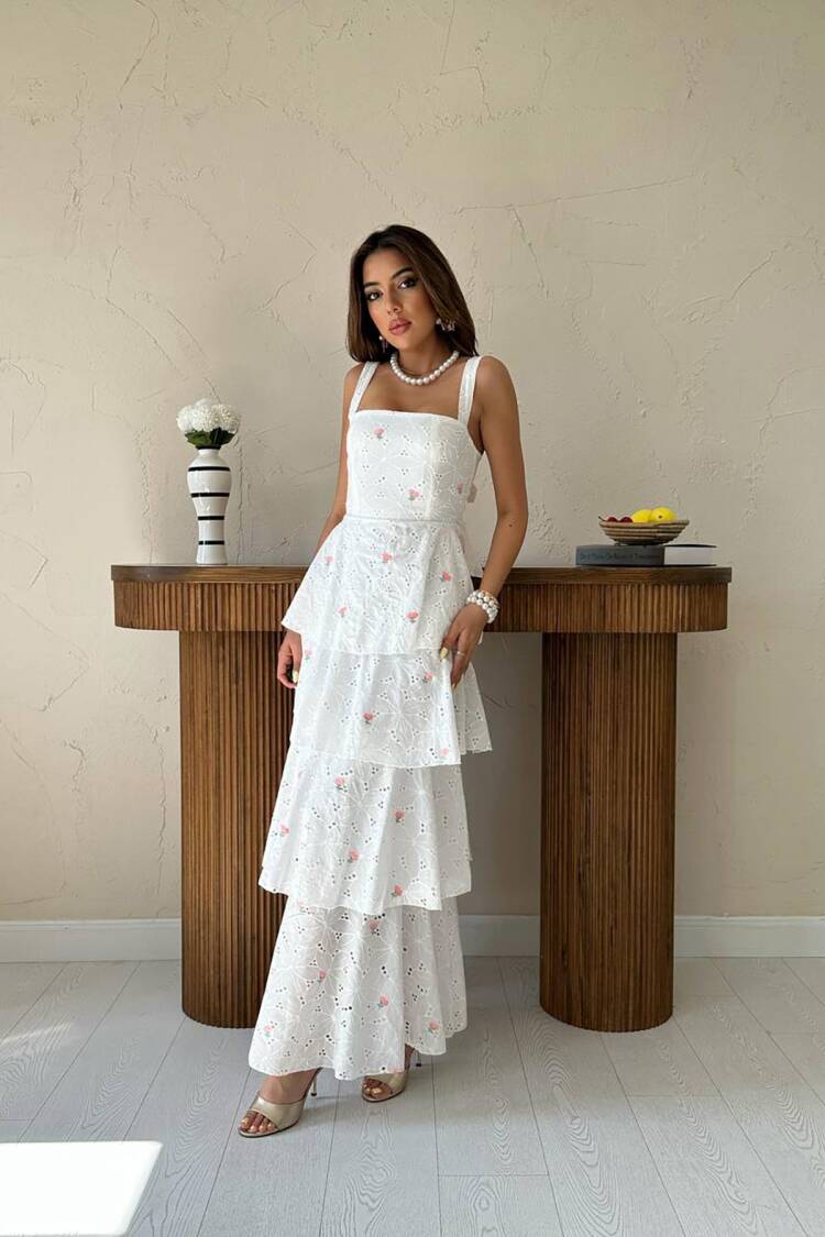 Elegant White Fit And Flare Dress