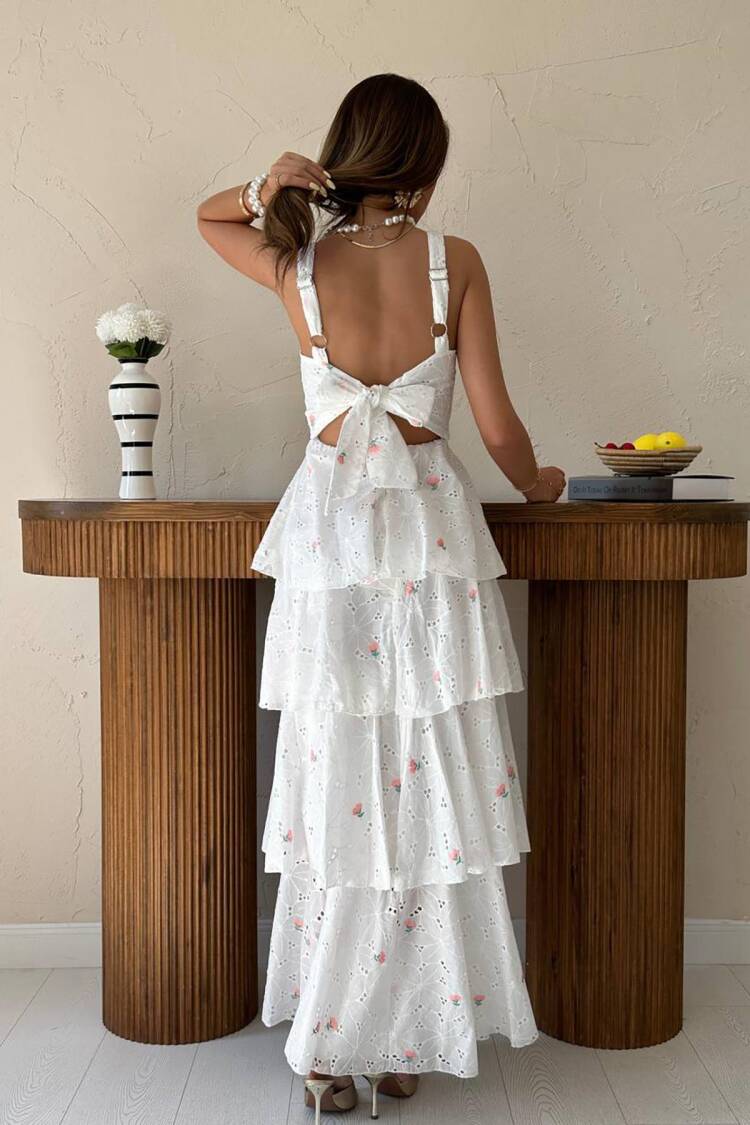 Elegant White Fit And Flare Dress