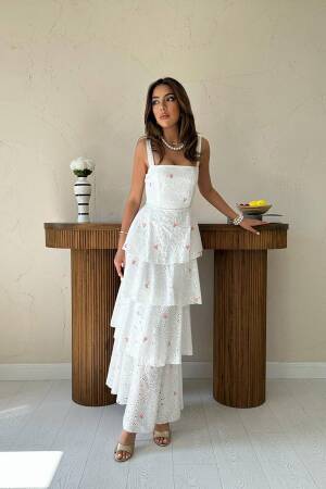 Elegant White Fit And Flare Dress - Brand: Elisa - Women's Clothing Wholesale - Globality Store