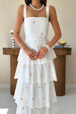 Elegant White Fit And Flare Dress - Brand: Elisa - Women's Clothing Wholesale - Globality Store