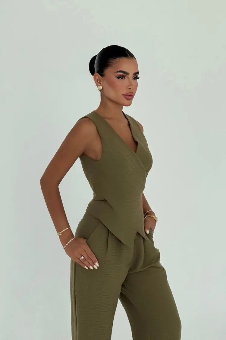 Khaki Elegant Formal Casual Set