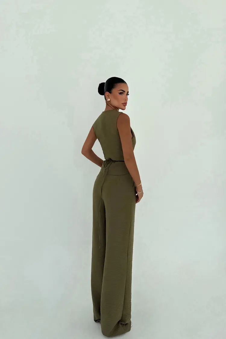 Khaki Elegant Formal Casual Set