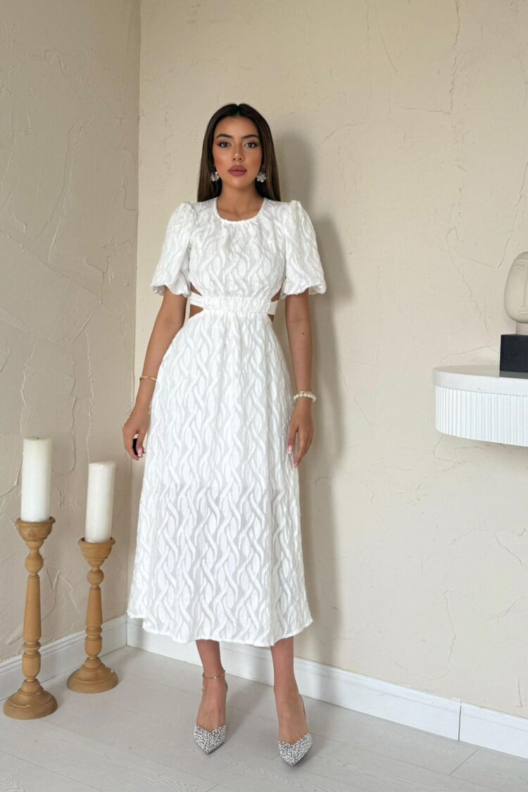 Balloon Sleeve Belted Dress