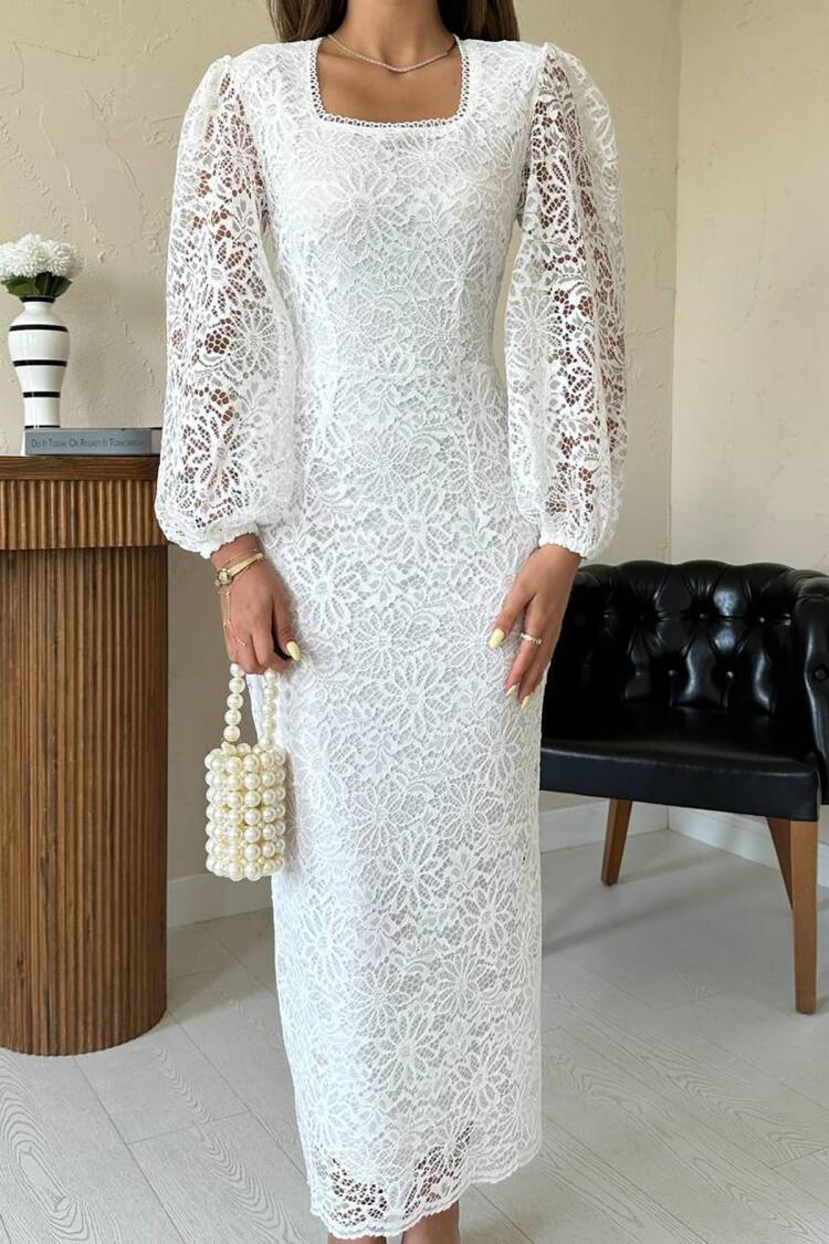 Guipure Detailed Lace Dress