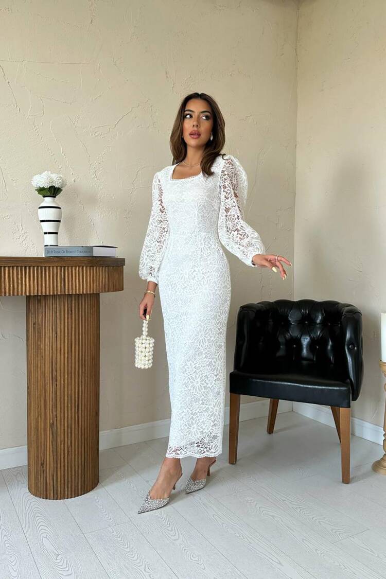Guipure Detailed Lace Dress