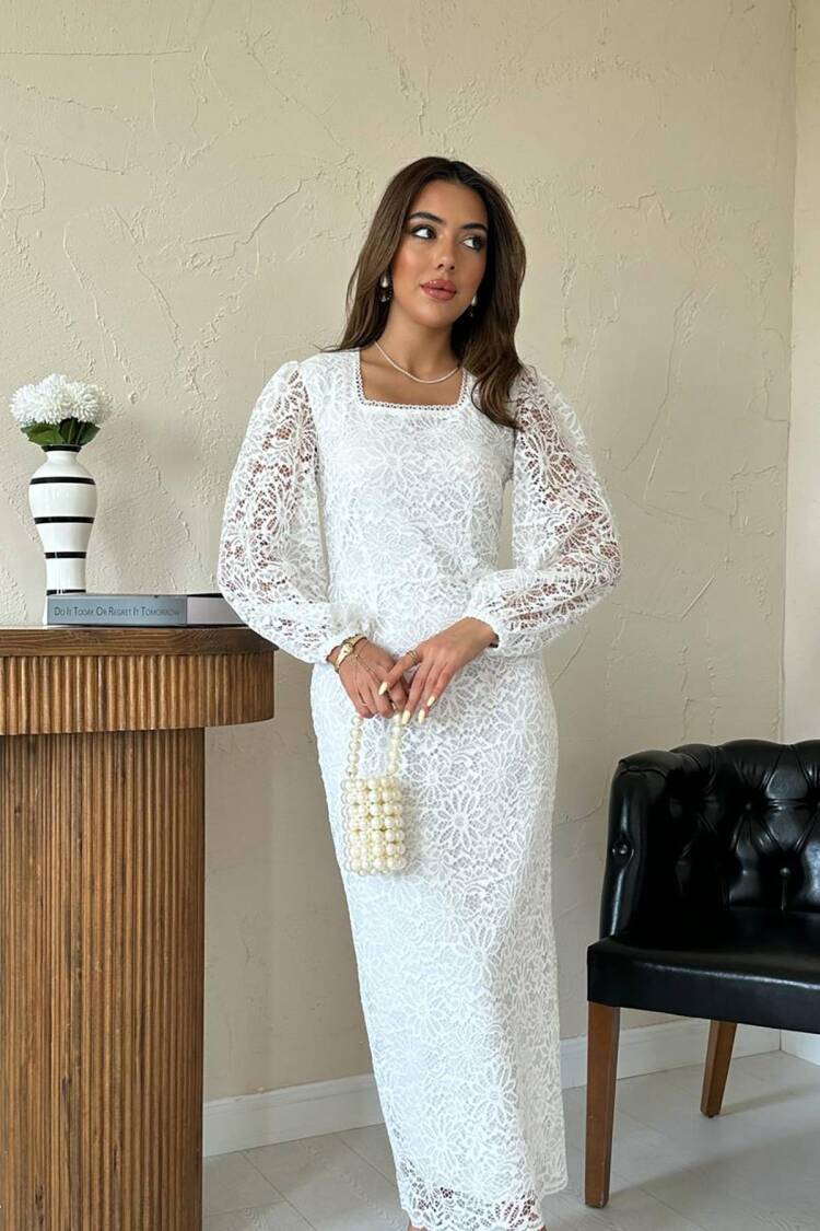 Guipure Detailed Lace Dress
