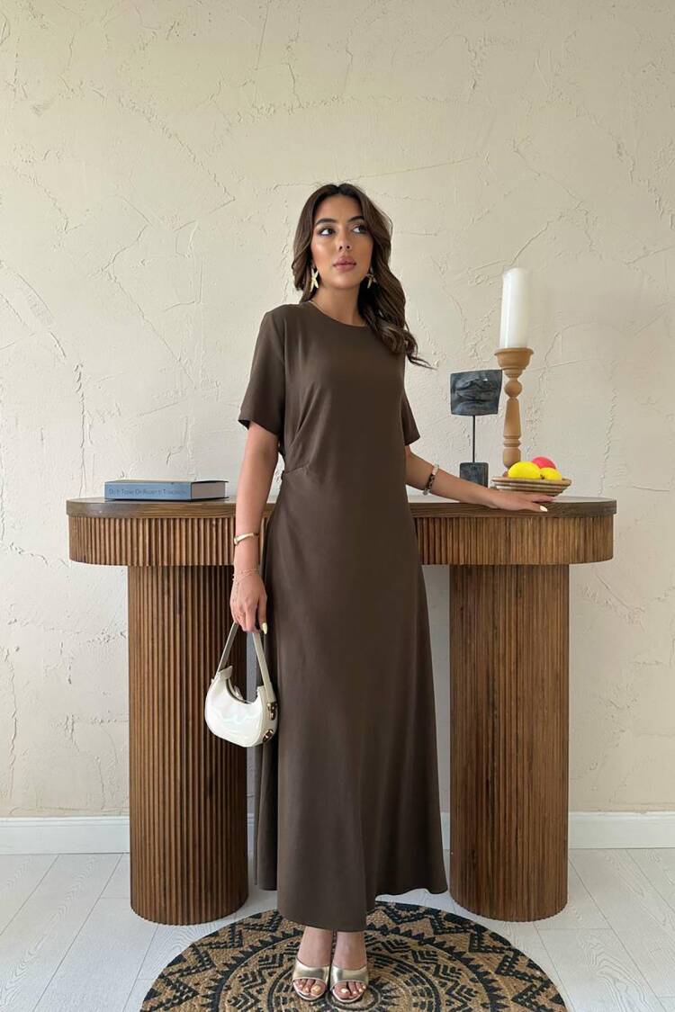 Pleated Crew Neck Dress - Brand: Elisa - Women's Clothing Wholesale - Globality Store