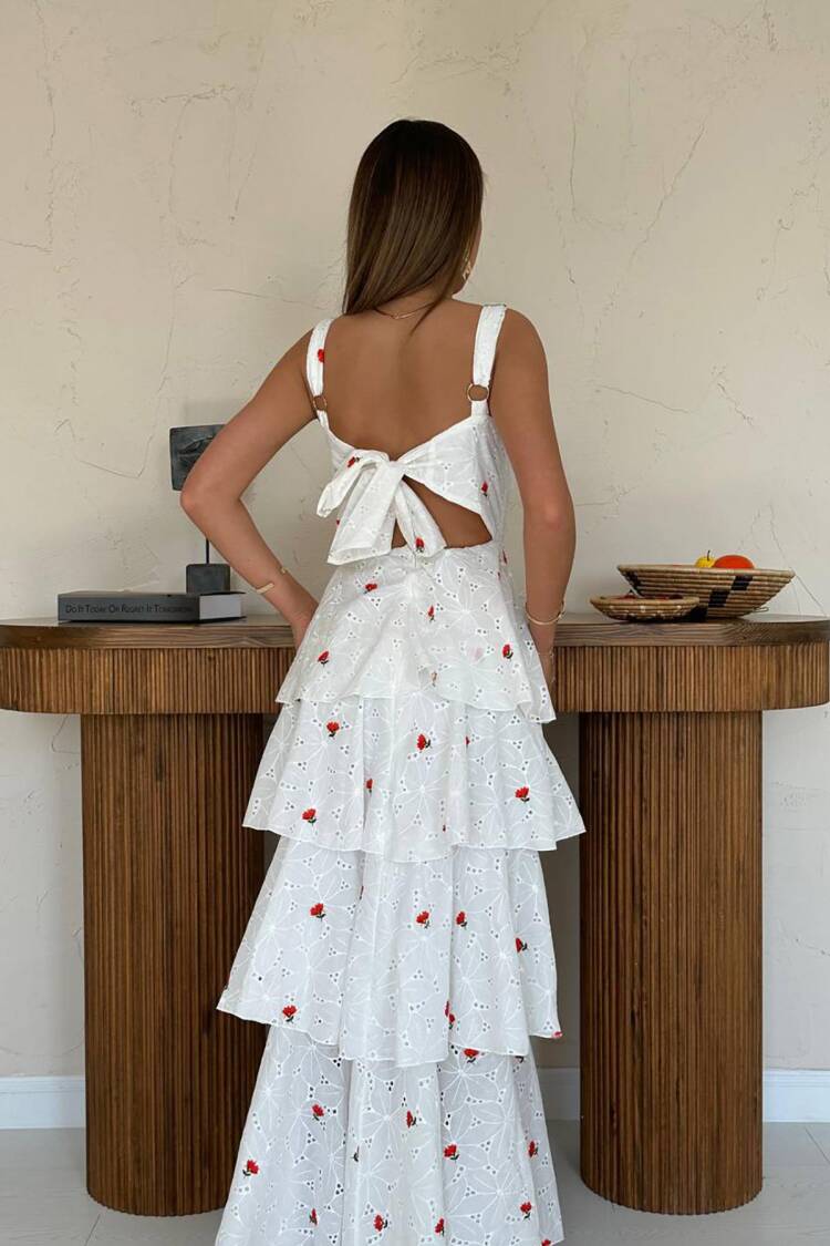 White Fit And Flare Sleeveless Maxi Dress