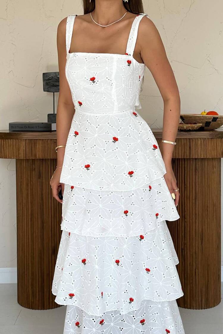 White Fit And Flare Sleeveless Maxi Dress
