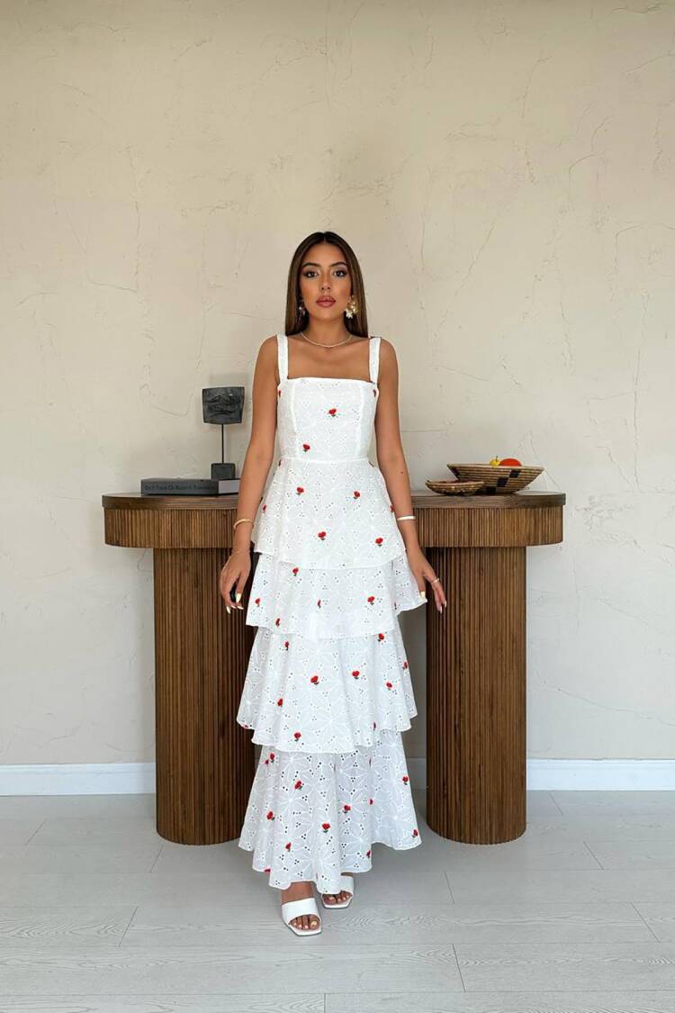 White Fit And Flare Sleeveless Maxi Dress