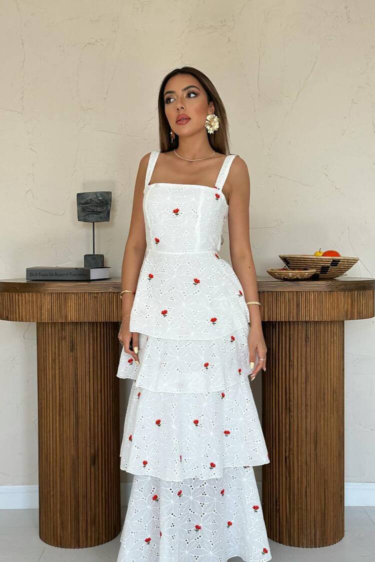 White Fit And Flare Sleeveless Maxi Dress